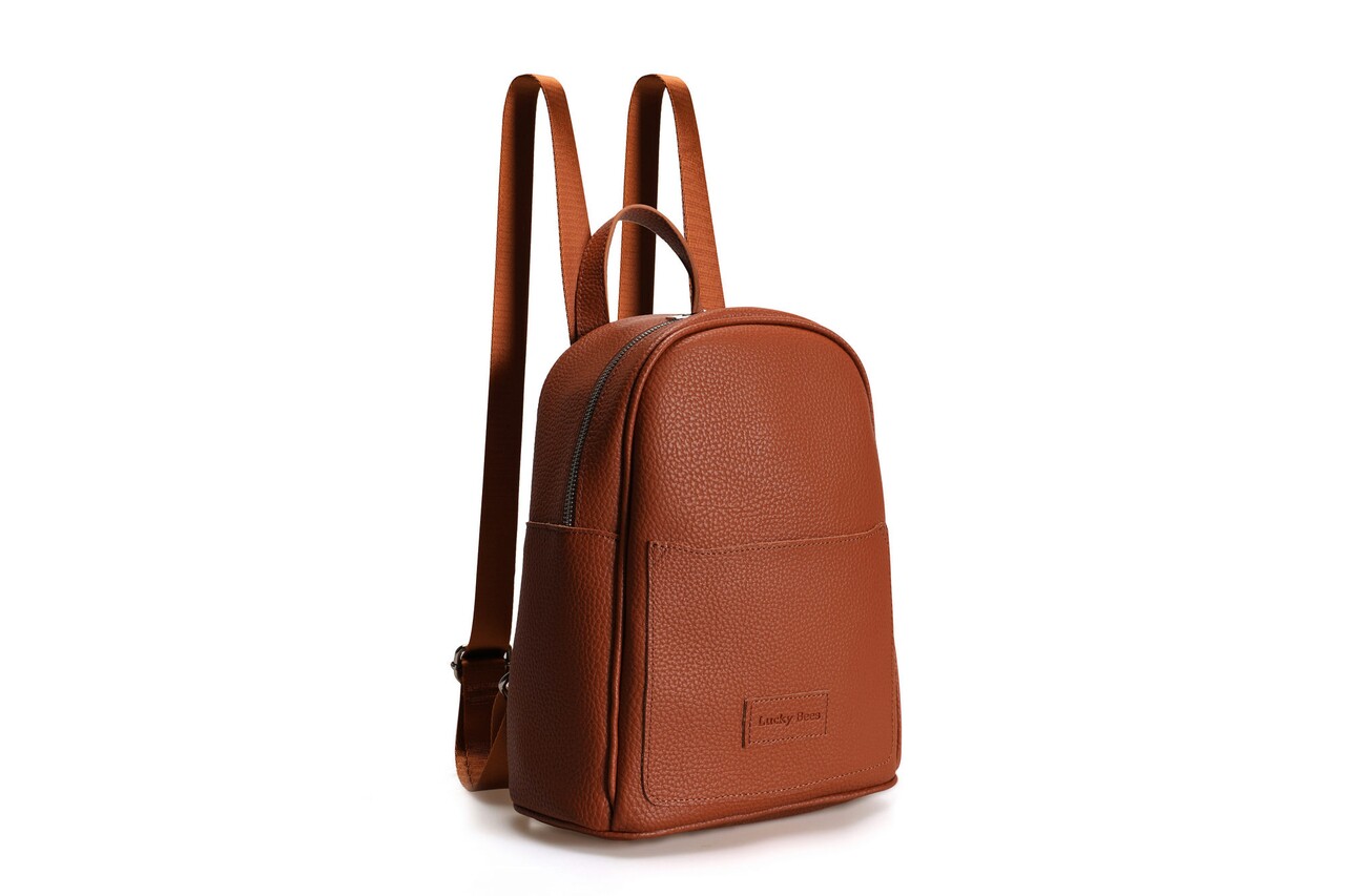 Rucsac, Lucky Bees, 528 Tan, piele ecologica, maro - imagine 7